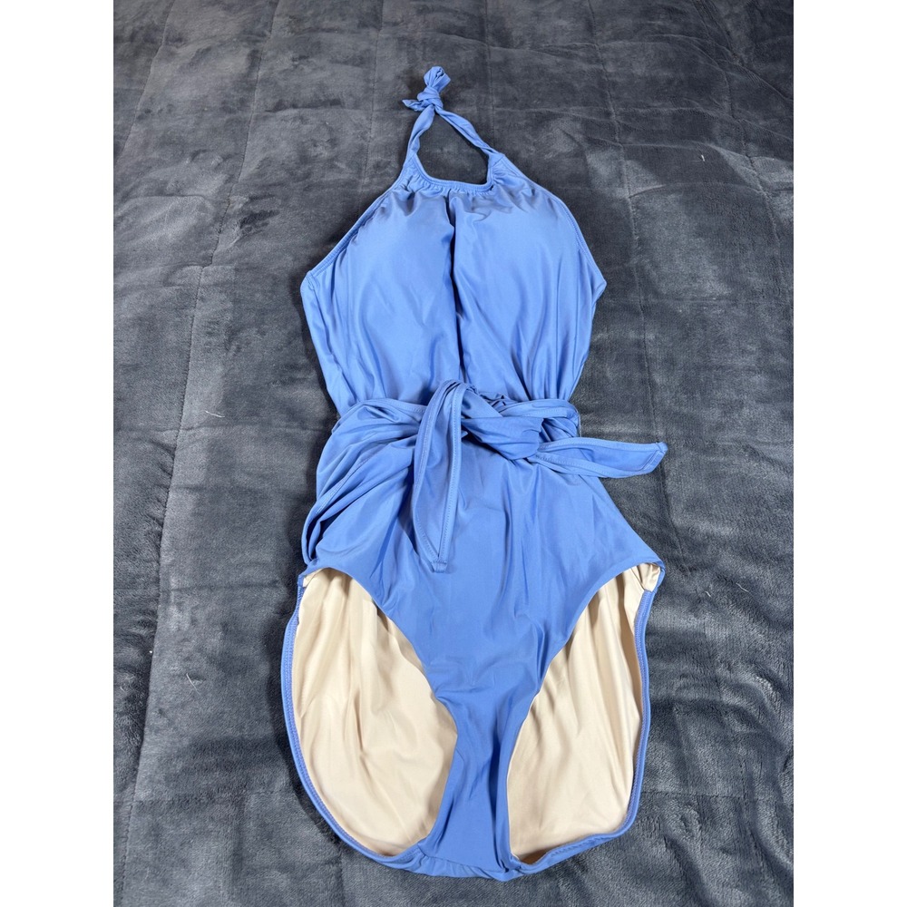 Hermoza Womens Periwinkle Blue Halter Wrap One Piece Swimsuit Size 10 Colombia